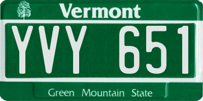 VT license plate YVY651