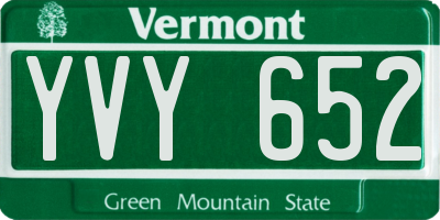 VT license plate YVY652
