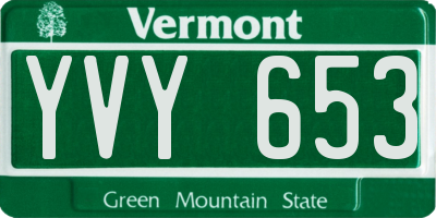 VT license plate YVY653
