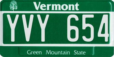 VT license plate YVY654