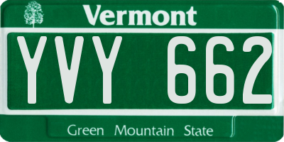VT license plate YVY662