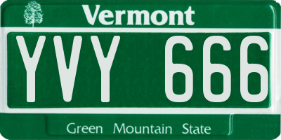 VT license plate YVY666