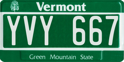 VT license plate YVY667