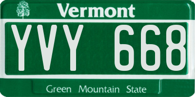 VT license plate YVY668