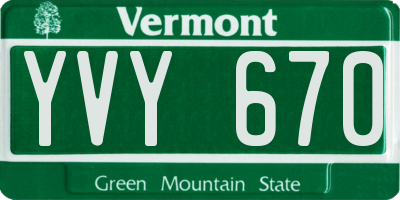 VT license plate YVY670