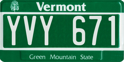 VT license plate YVY671