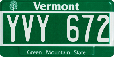 VT license plate YVY672