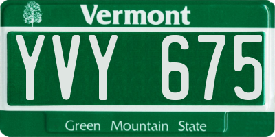 VT license plate YVY675