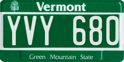 VT license plate YVY680
