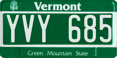 VT license plate YVY685
