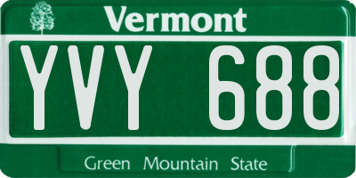VT license plate YVY688