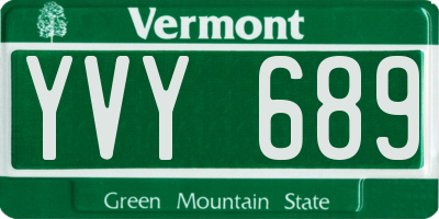 VT license plate YVY689