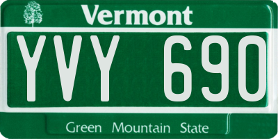 VT license plate YVY690