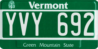 VT license plate YVY692