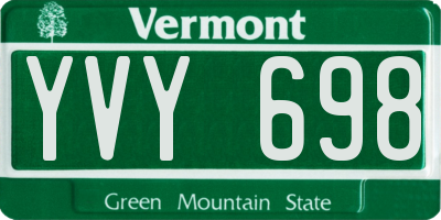 VT license plate YVY698
