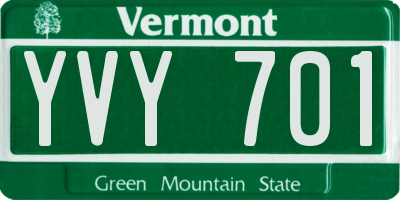 VT license plate YVY701