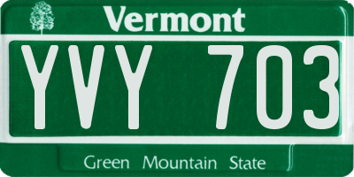 VT license plate YVY703