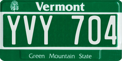VT license plate YVY704