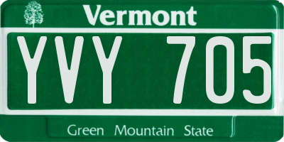 VT license plate YVY705