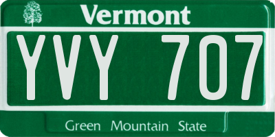 VT license plate YVY707