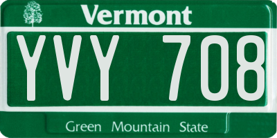VT license plate YVY708
