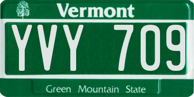 VT license plate YVY709