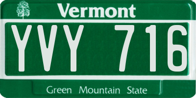 VT license plate YVY716