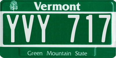 VT license plate YVY717
