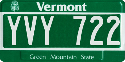 VT license plate YVY722