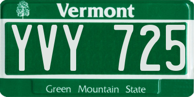 VT license plate YVY725