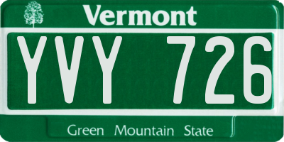 VT license plate YVY726