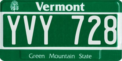 VT license plate YVY728