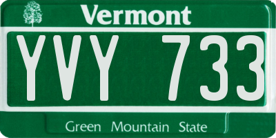 VT license plate YVY733