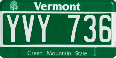 VT license plate YVY736
