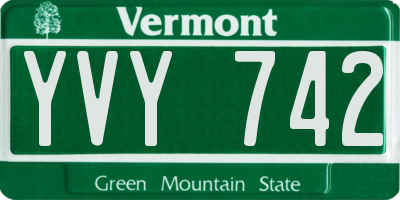 VT license plate YVY742