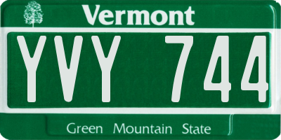 VT license plate YVY744