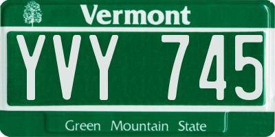 VT license plate YVY745