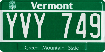 VT license plate YVY749