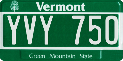 VT license plate YVY750