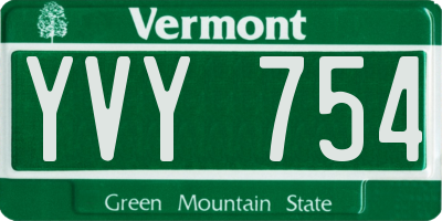 VT license plate YVY754