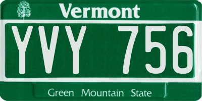 VT license plate YVY756