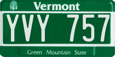 VT license plate YVY757