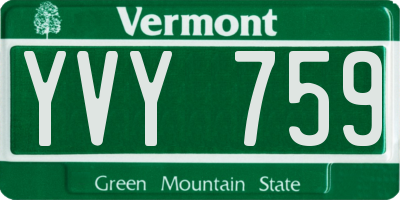 VT license plate YVY759