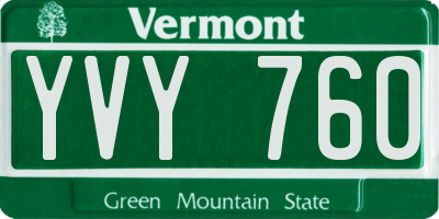 VT license plate YVY760