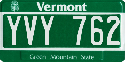 VT license plate YVY762