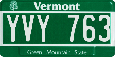 VT license plate YVY763