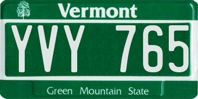 VT license plate YVY765
