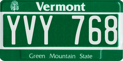VT license plate YVY768