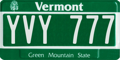 VT license plate YVY777
