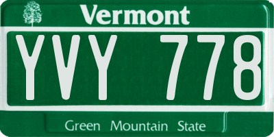 VT license plate YVY778